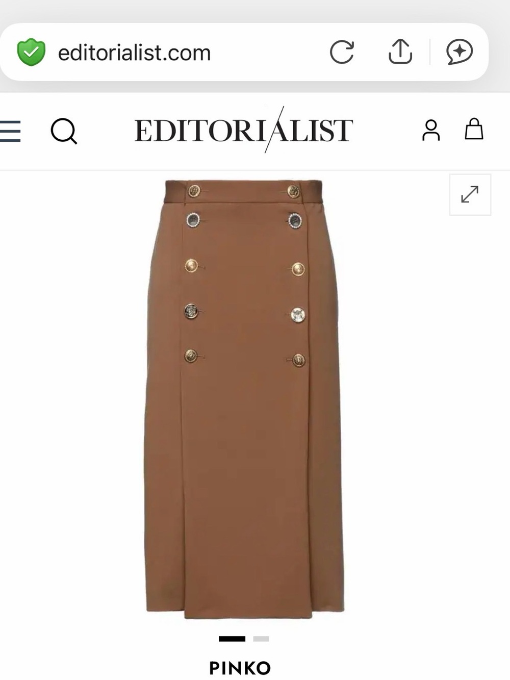 PINKO Italy Burrasca Heavy Crepe Button Cognac Brown Midi Pencil Skirt, 10 Rare! - Picture 3 of 16
